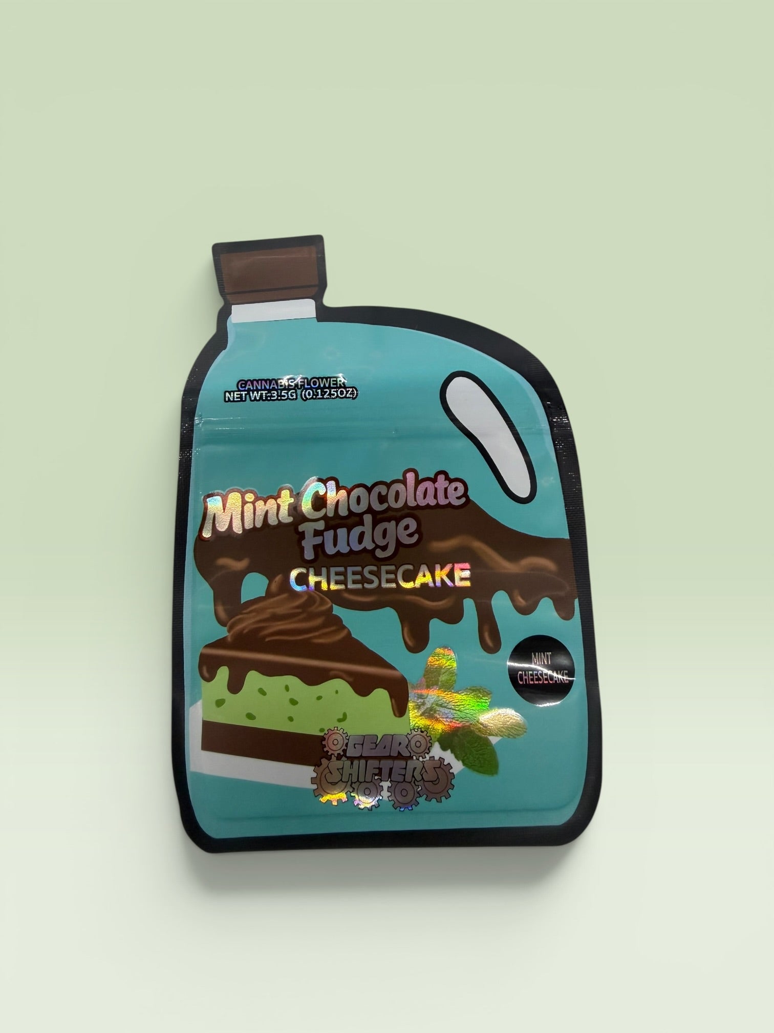 MINT CHOCOLATE FUDGE MILK GALLON SHAPED 3.5 MYLAR BAGS