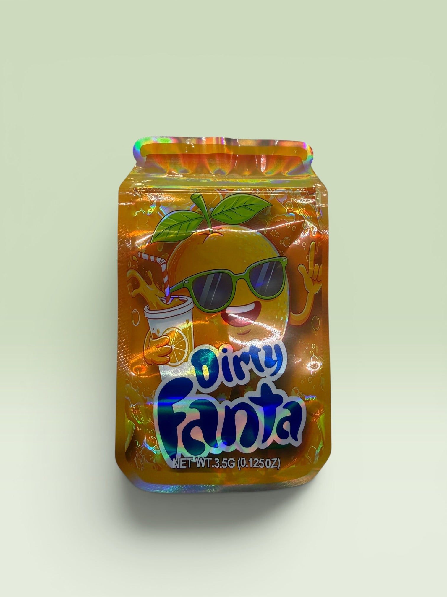 DIRTY FANTA ORANGE CAN SHAPED 3.5 MYLAR BAGS
