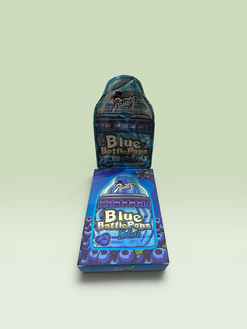 RUNTZ BLUE BOTTLE POPZ GELATO 3.5 PACKAGING