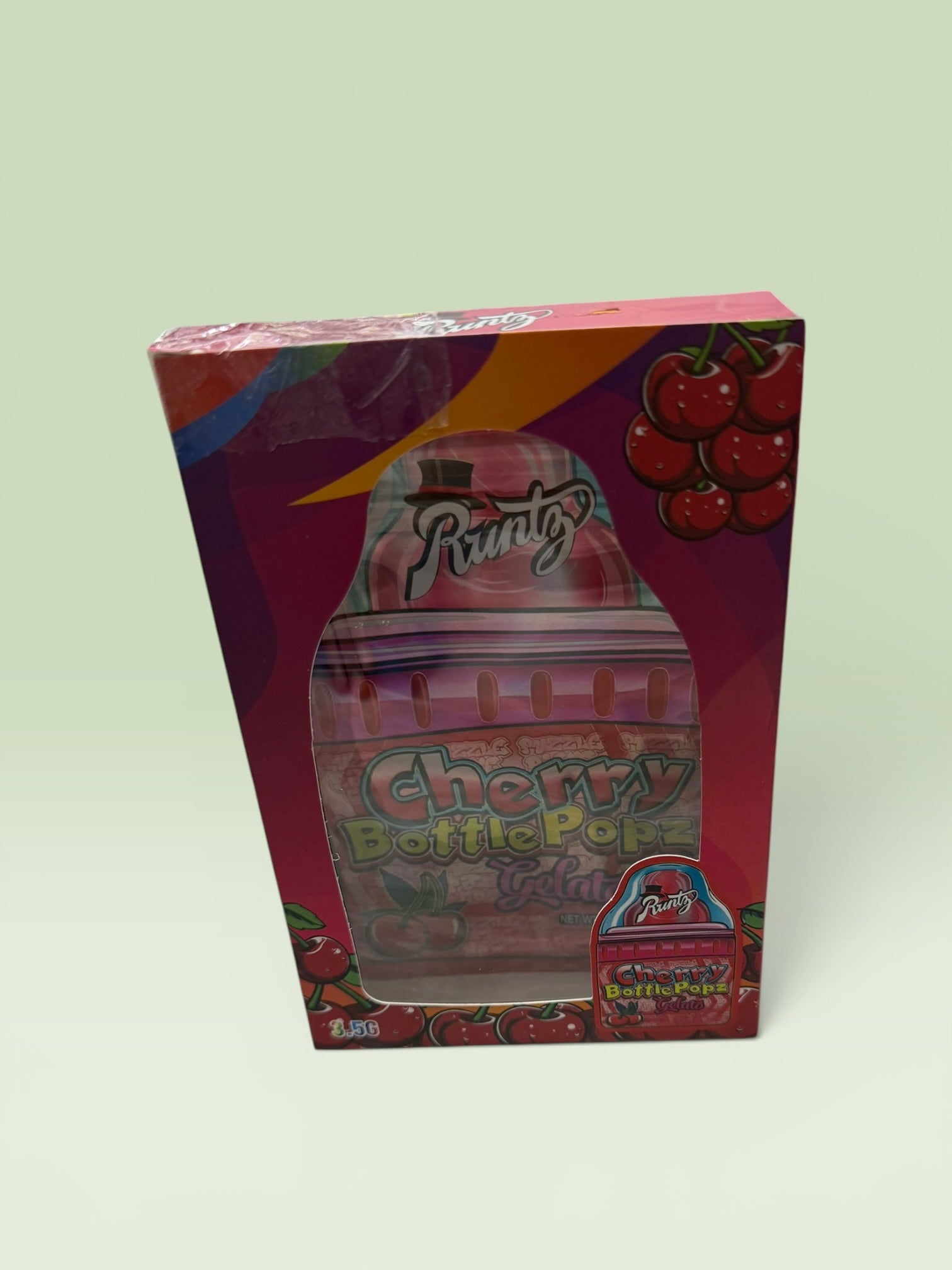 RUNTZ CHERRY BOTTLE POPZ GELATO 3.5 PACKAGING