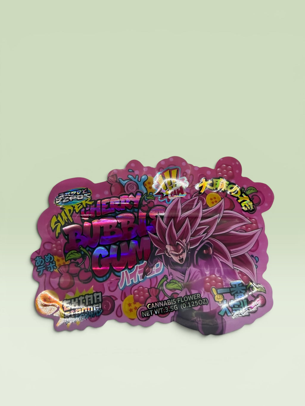GOKU SUPER CHERRY BUBBLE GUM 3.5 HOLOGRAPHIC BAGS